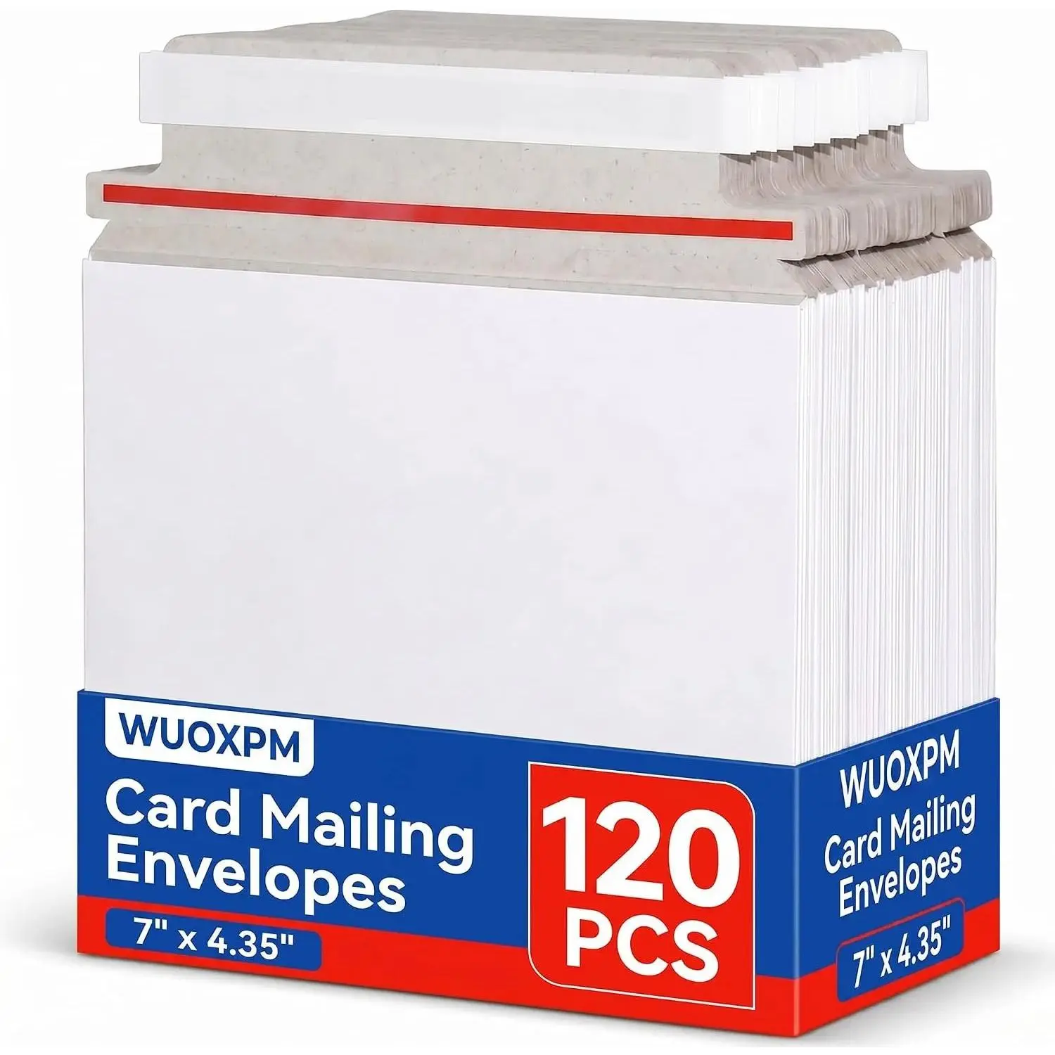 120 Pack Card Shipping Envelopes, 7x4.35in Self-Seal Hard Cardboard Mailers, for Mailing Semi-Rigid and Toploaders, Trading, Sports, Baseball Cards Mailing