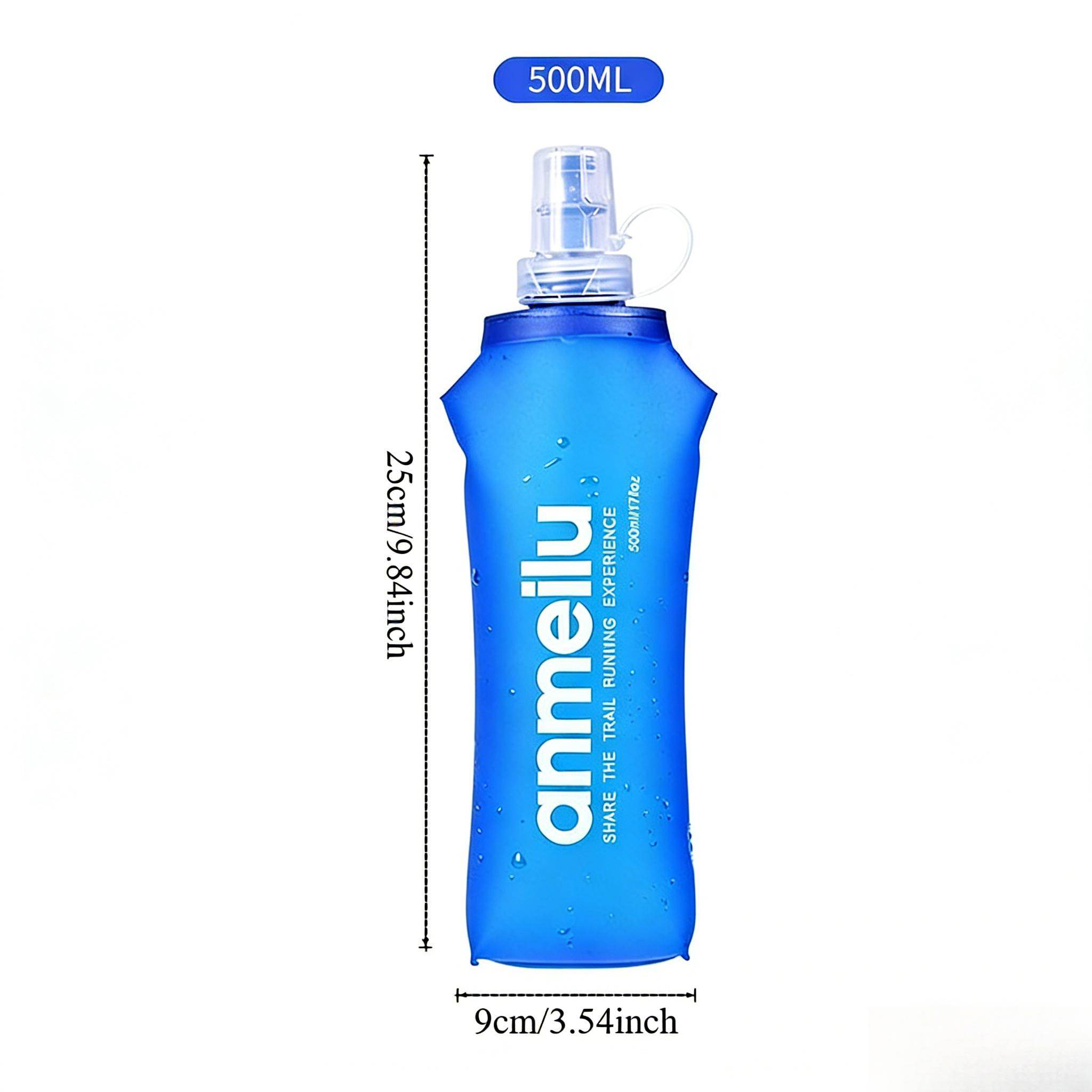 500ML Soft Foldable Water Bottle, Portable Collapsible Flask for Running Marathon Hiking Cycling, BPA-Free Leak-Proof Sports Hydration Bottle