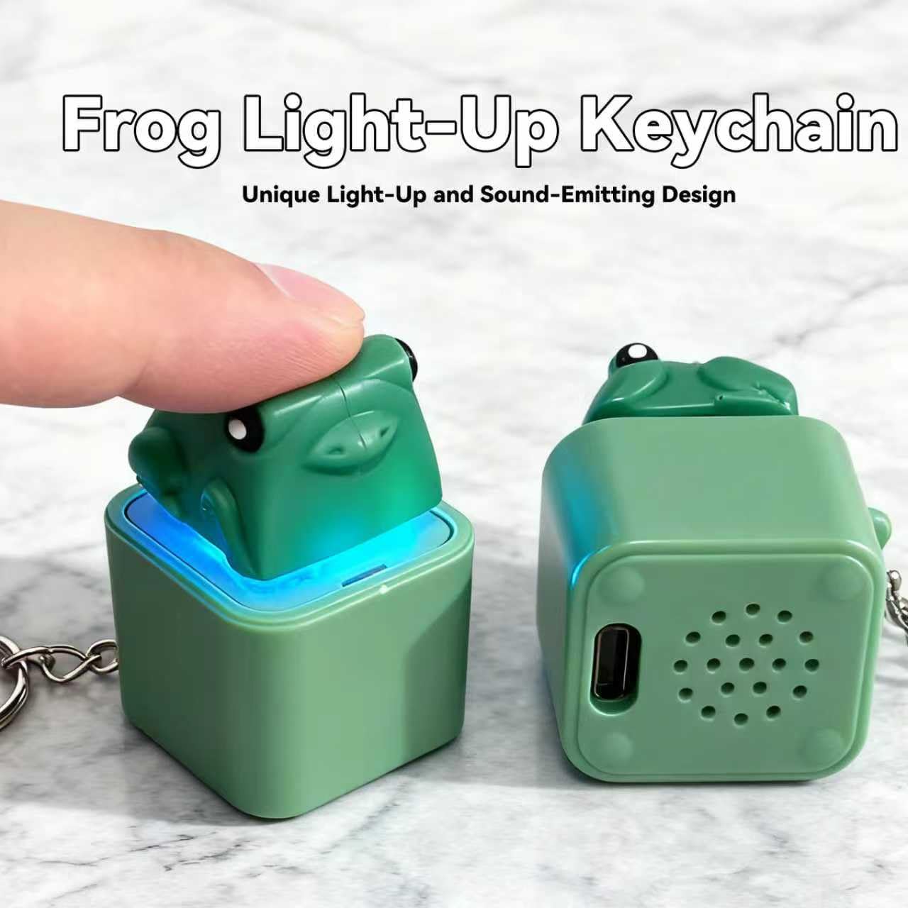 Frog Keychain Realistic Sound Toy with Lights & Durable ABS Plastic Construction for Adults & Kids Focus Relaxation