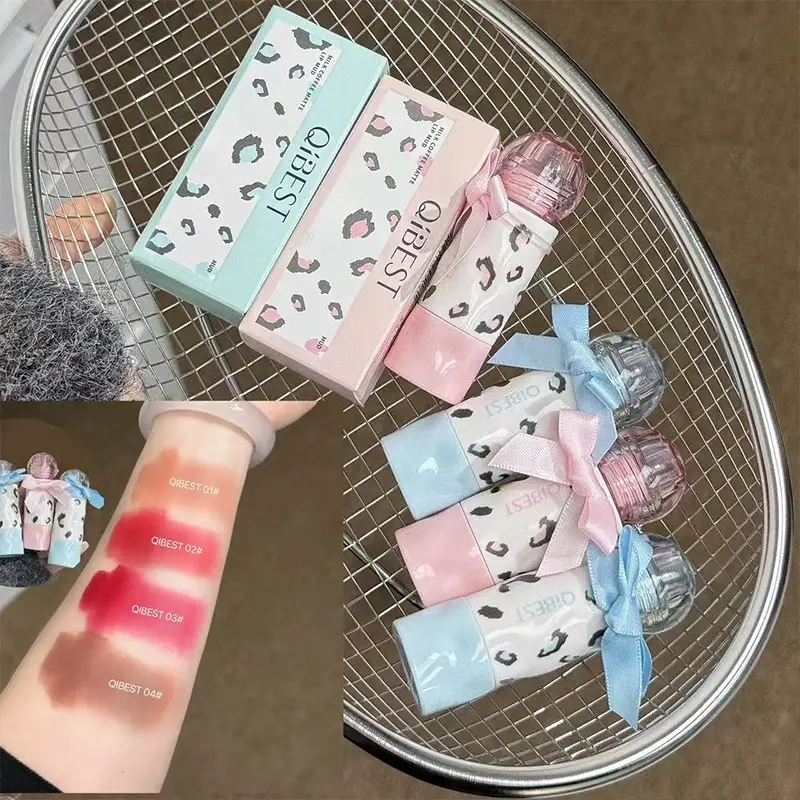 Milk Coffee Matte Lip Mud | Cute Bow Leopard Print, High-Pigmented Non-Greasy, Flattering for All Skin Tones, Long-Lasting Velvet Finish