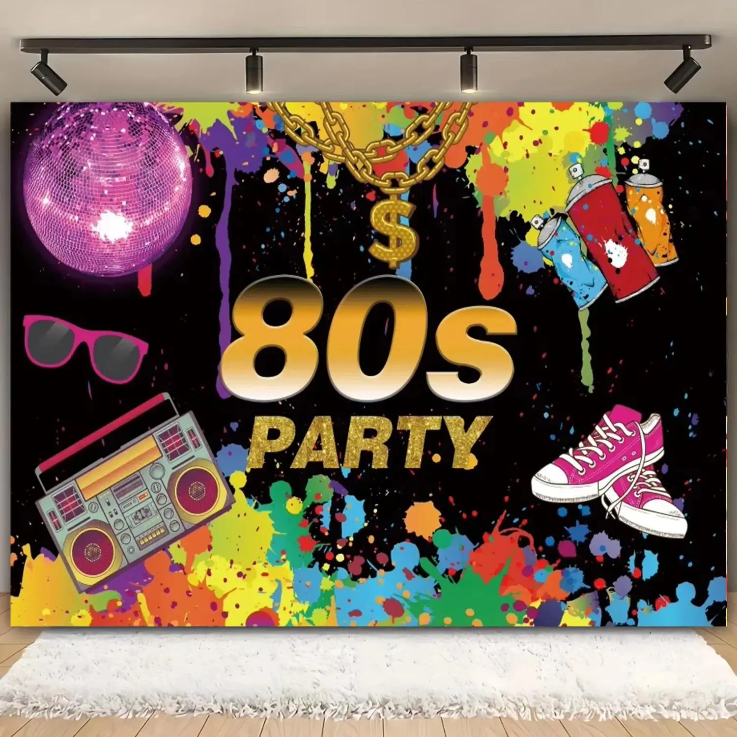 Back to 80s 90s Hip Hop Graffiti Backdrop Party Background Cloth, Urban Street Tapestry Wall Hanging Photography Background Premium Polyester Fabric, Adult Birthday Decor, Party Event Setup, Photo Studio Prop, Retro Celebration Background