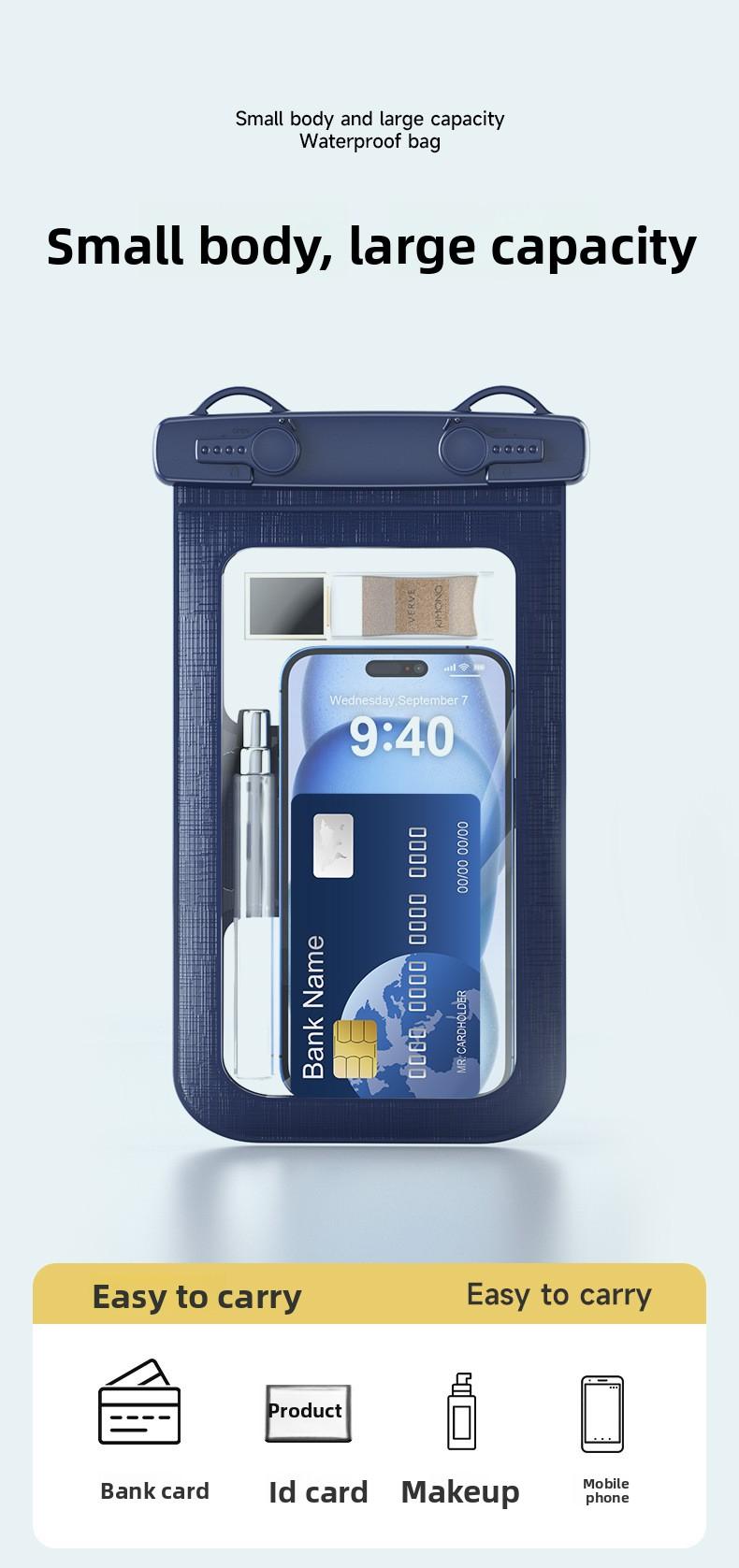 IPX8 Waterproof Phone Pouch – Universal Cellphone Dry Bag for Swimming, Snorkeling, Beach, Kayaking – Underwater Case with Clear Touchscreen Window & Lanyard – Fits iPhone, Samsung, Most Smartphones