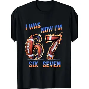 I Was 6 Now I'M 7 Old Football 6 7 Birthday Shirt | Boys' And Girls' Relaxed Tunic With Crew Neck, Medium Stretch Fabric, Casual Style For Spring/Summer, Sizes 120-160