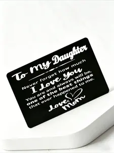 Mom to Daughter - Engraved "To My Daughter" Love Letter, Letter Theme Inspirational Engraving Wallet Card, Greeting Card, Postcard, Perfect for Birthday, Graduation, Valentine's Day Gifts