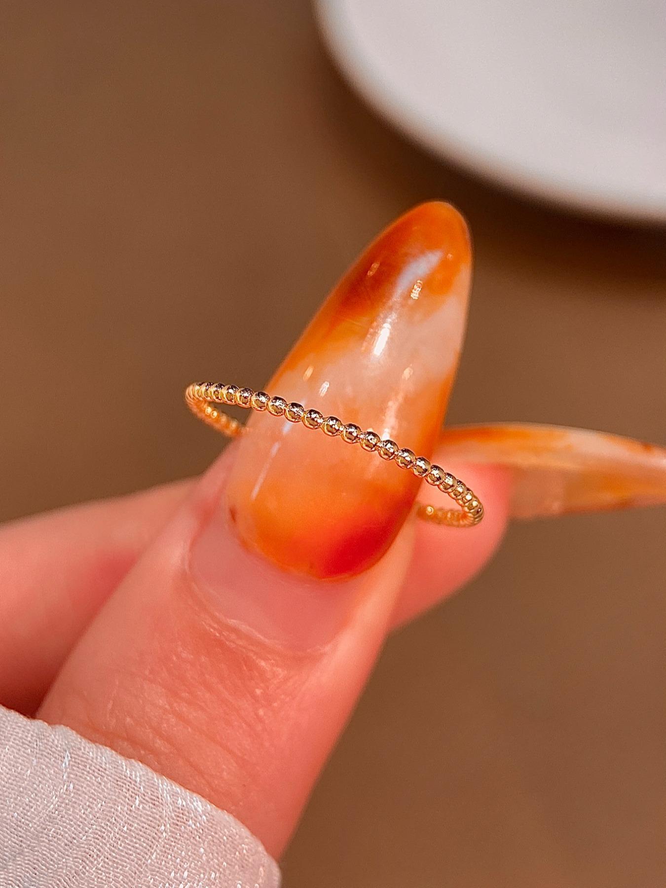 S925 Sterling Silver Simple Stackable Round Bead Ring, Fashion Accessories for Women & Girls, Trendy All-match & Exquisite Jewelry for Birthday Gift