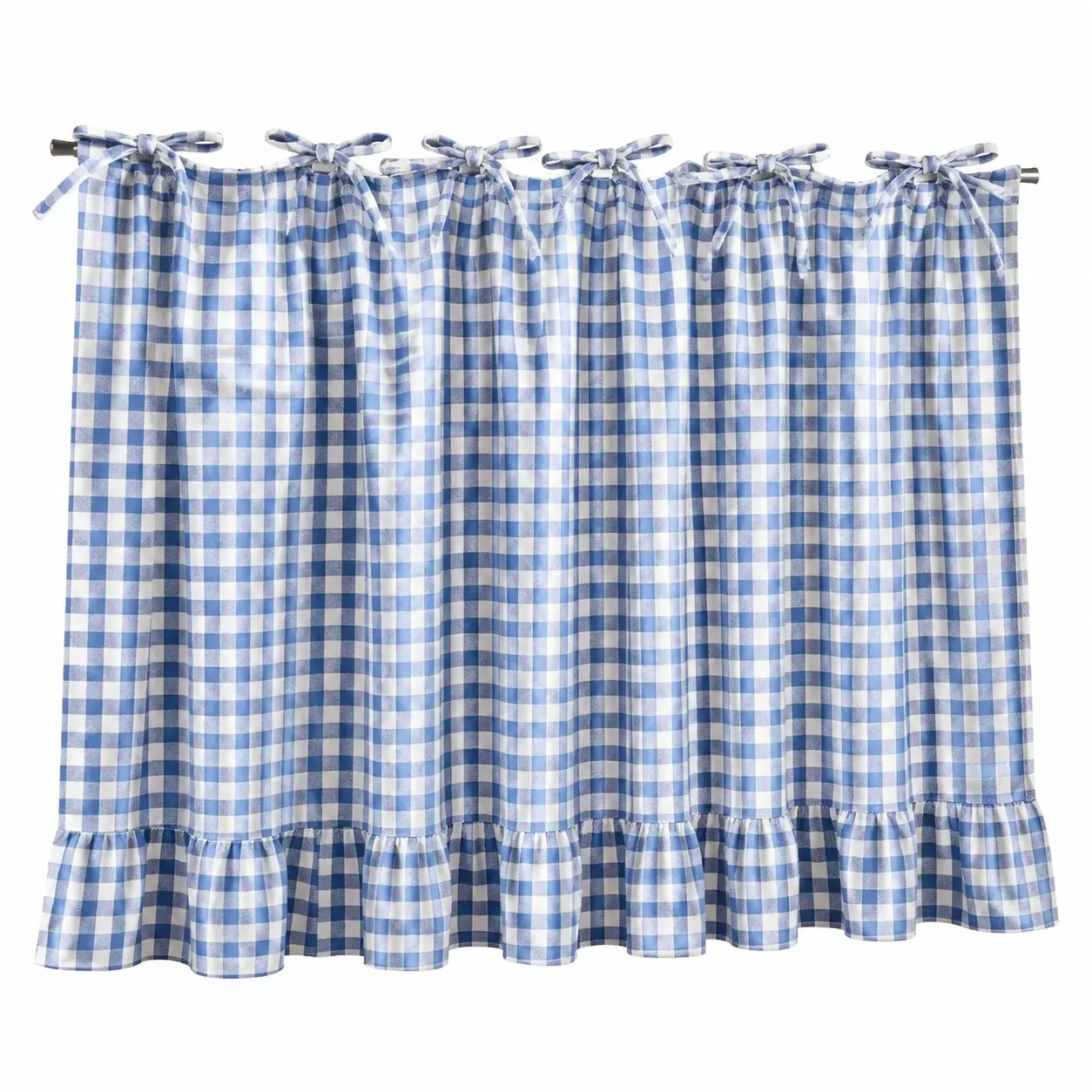Farmhouse-Style Stove Curtain Set for Kitchen Windows – Gingham Checkered Tier Valance with Ruffled Hem, Lightweight Cotton Blend Dust Cover for Rural Home Decor, Short Window Treatment for Country Kitchen, Cottagecore Interior Accent