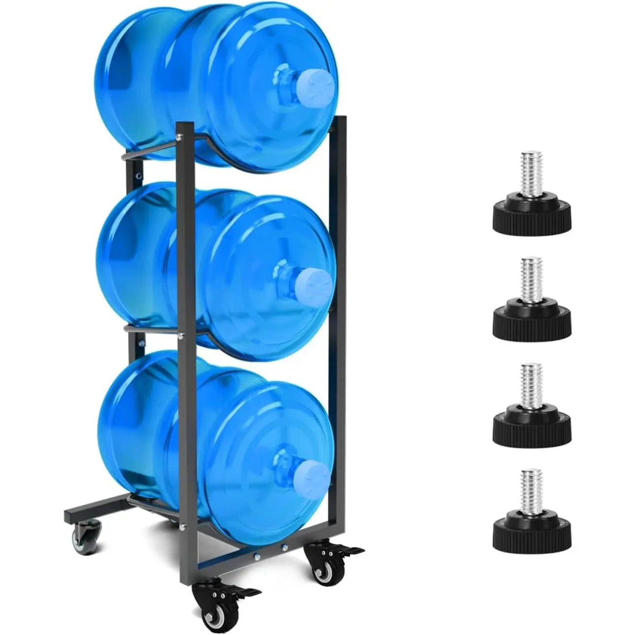5 Gallon Water Jug Holder with Wheels: 5 Gal Water Bottle Storage Rack Stand for  Kitchen Office Gym Garage (3 tier)