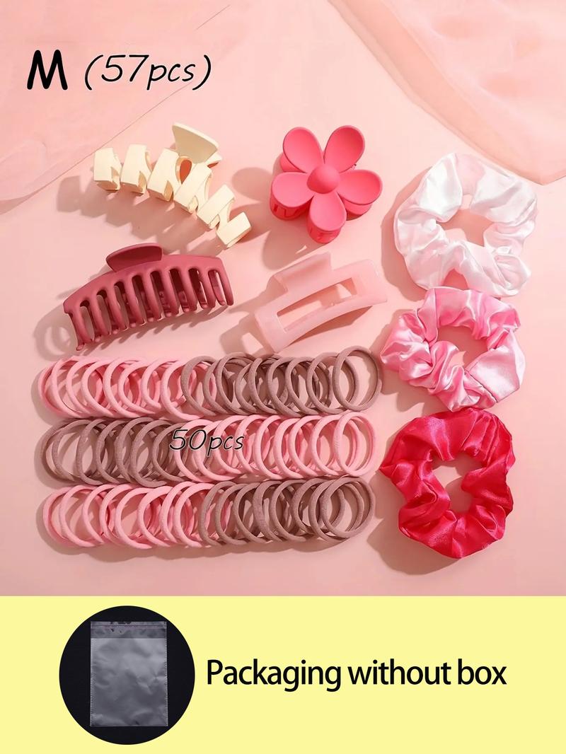 Random Color Hair Cute Accessories Set for Valentine's Day Galentineday Outfit, Cute Flower Decor Hair Accessories for Women & Girls, Including Hair Tie, Hair Claws, Scrunchie for Daily Use for All Seasons, Minimalist Headwear Suitable for Thick Hair