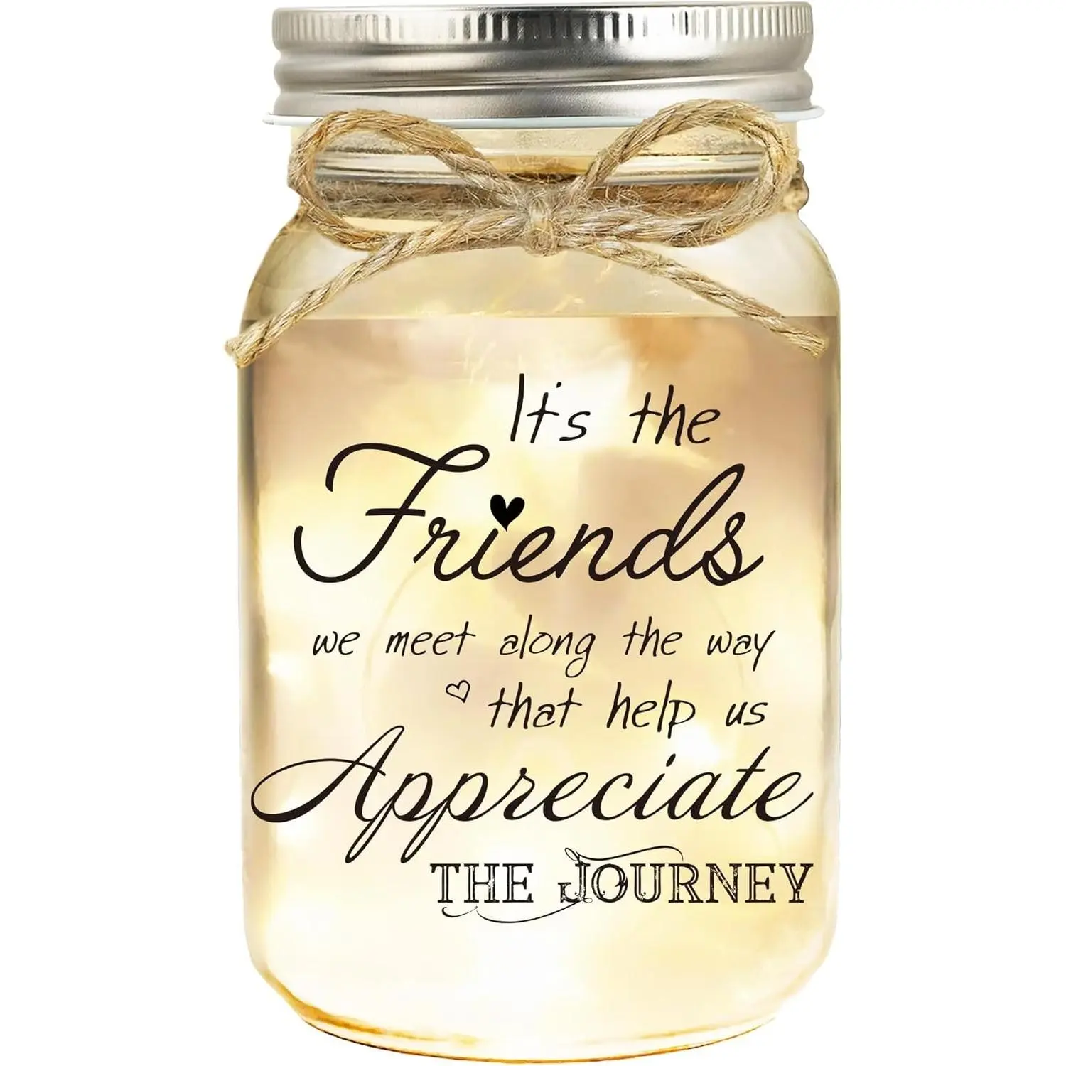 Birthday Gifts for Women Friendship Mason Jar Night Lights for Friend Thankgiving Gifts for Women Suitable for Home Office Table Stands