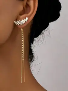 Elegant Long Fringe Earrings, Sparkling Luxury Ear Studs, Perfect for Daily Commute, Vacation, Dates, Parties, Stylish Jewelry Accessories