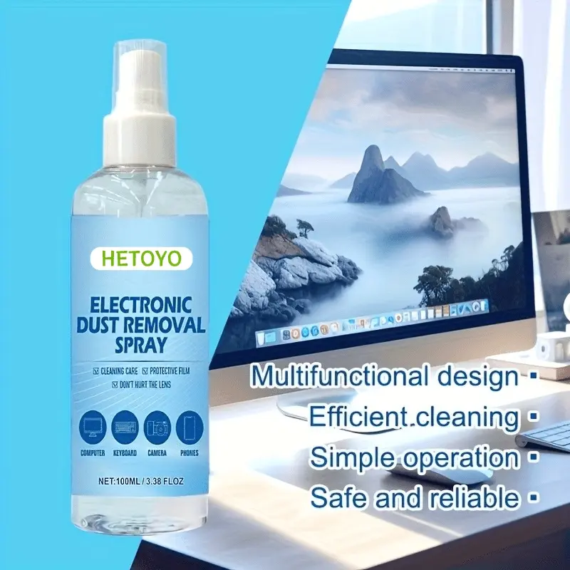 Multifunctional electronic cleaning spray is suitable for laptop keyboard, car screen, mobile phone screen and camera cleaning spray.