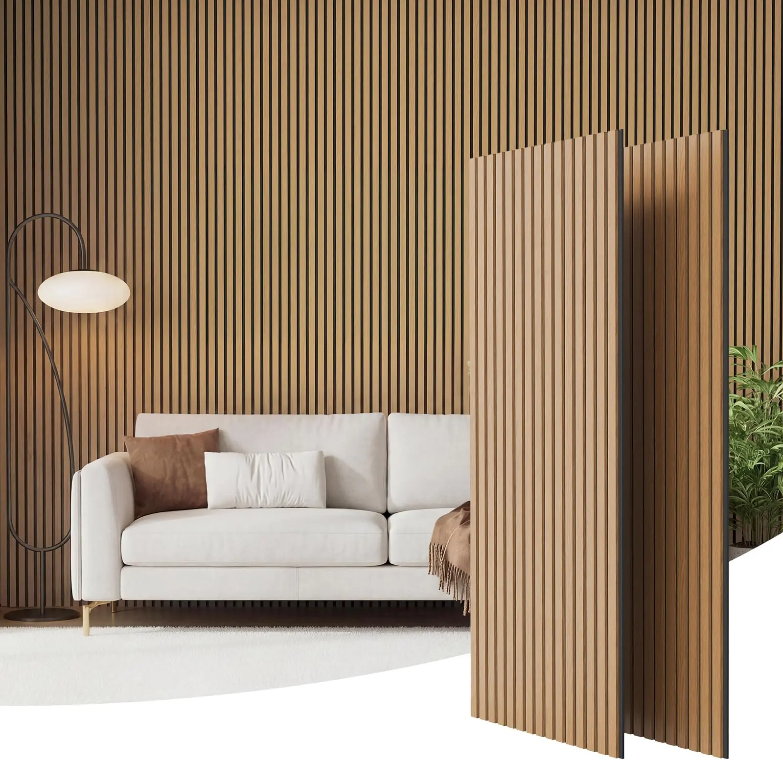 GARVEE Wood Slatwall Acoustic Wall Panels, 2 Pack 47.2" x 23.6"Cover 15.5ft², Echo Absorption, Noise Reduction, Easy DIY Install Home Decor, Wall Decor for Bedroom, Living Room, Conference Room Walnut