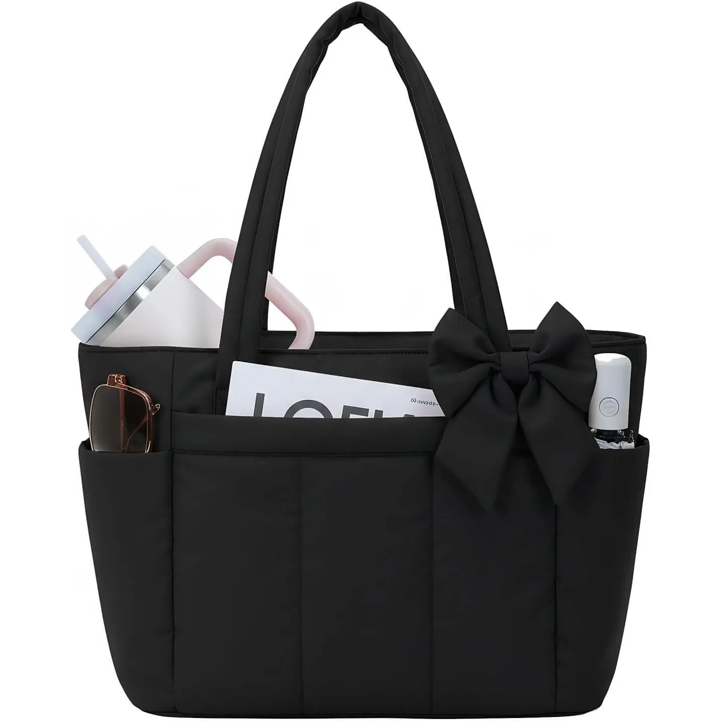 Crush Bow Puffer Tote Bag for Women, Work Teacher Nurse  Handbag | Fits 40oz Tumbler, 15.6" Laptop Bag, Daily College Bags,  Clinical Bag, Beach/Shopping/Trips, Ideal  for Her