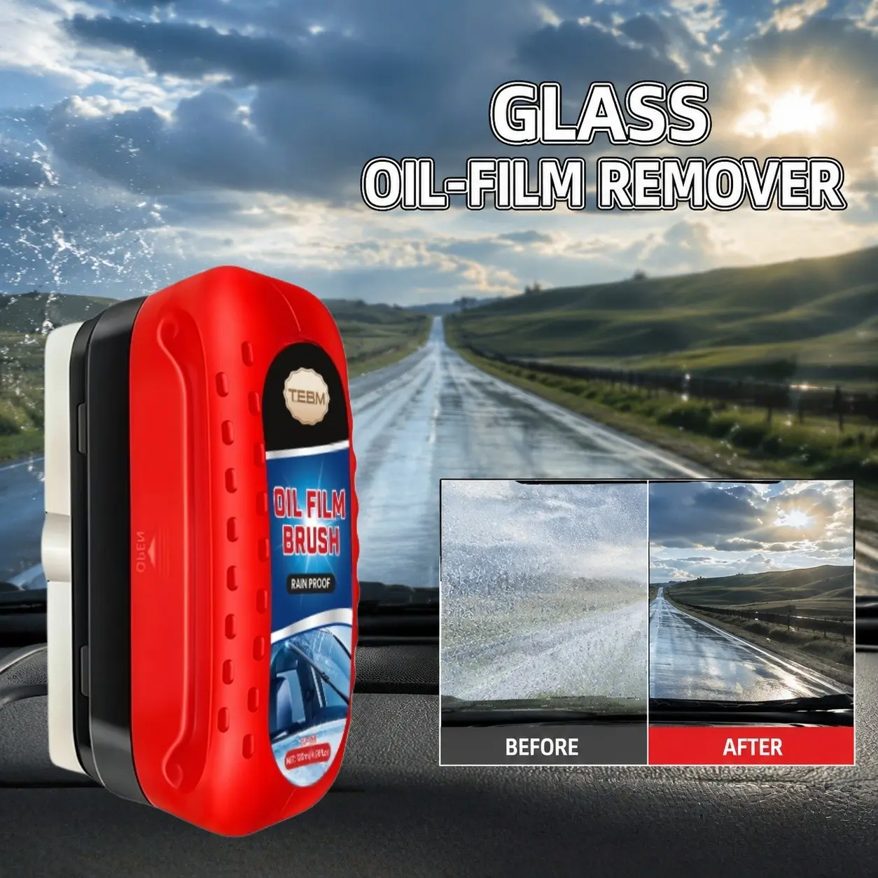 Car Oil Film Cleaner,Handle Oil Film Remover&Windshield Cleaner For Cars Window, Glass Emulsion, Crystal Clear View, Auto Glass Cleaner