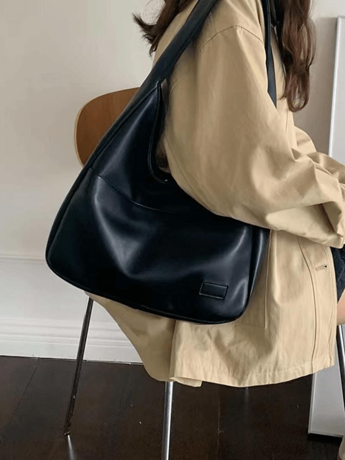 Women's Solid Color Shoulder Bag, Fashionable Large Capacity Tote Bag for Work & Daily Used, Casual Trendy Versatile High-quality Daily Commuting Bag, Everyday Shoulder Bag, Crossbody Tote Bag
