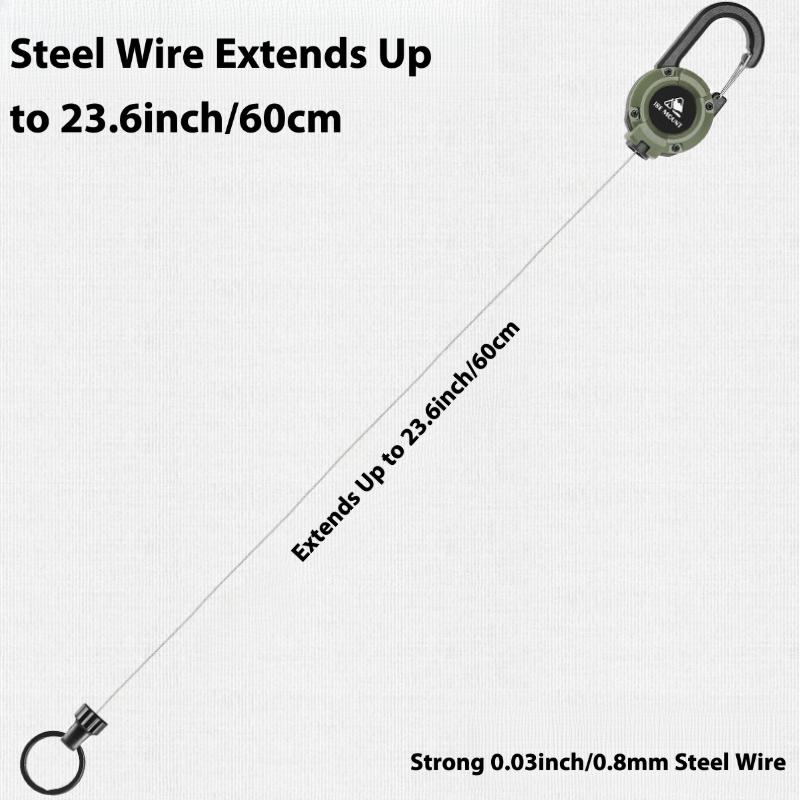 Outdoor 3-in-1 Retractable Keychain with Steel Wire – Carabiner, Magnetic Lock, Multi-Purpose for Hiking, Camping, Fishing & Commuting