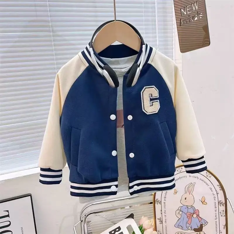Boys' Jacket Baseball Uniform Casual Fashion Cool Medal Preppy Style Playful Irregular Letter A Number 23 Cartoon Pattern Print Trendy New Fashion All-Match Round Neck Jacket Casual