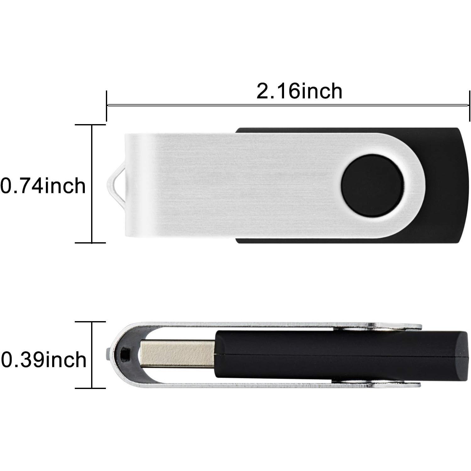 10 Pack 4GB Flash Drive 4gb USB 2.0 Flash Drives USB Drive Jump Drive Bulk Thumb Drive Swivel Memory Stick Black
