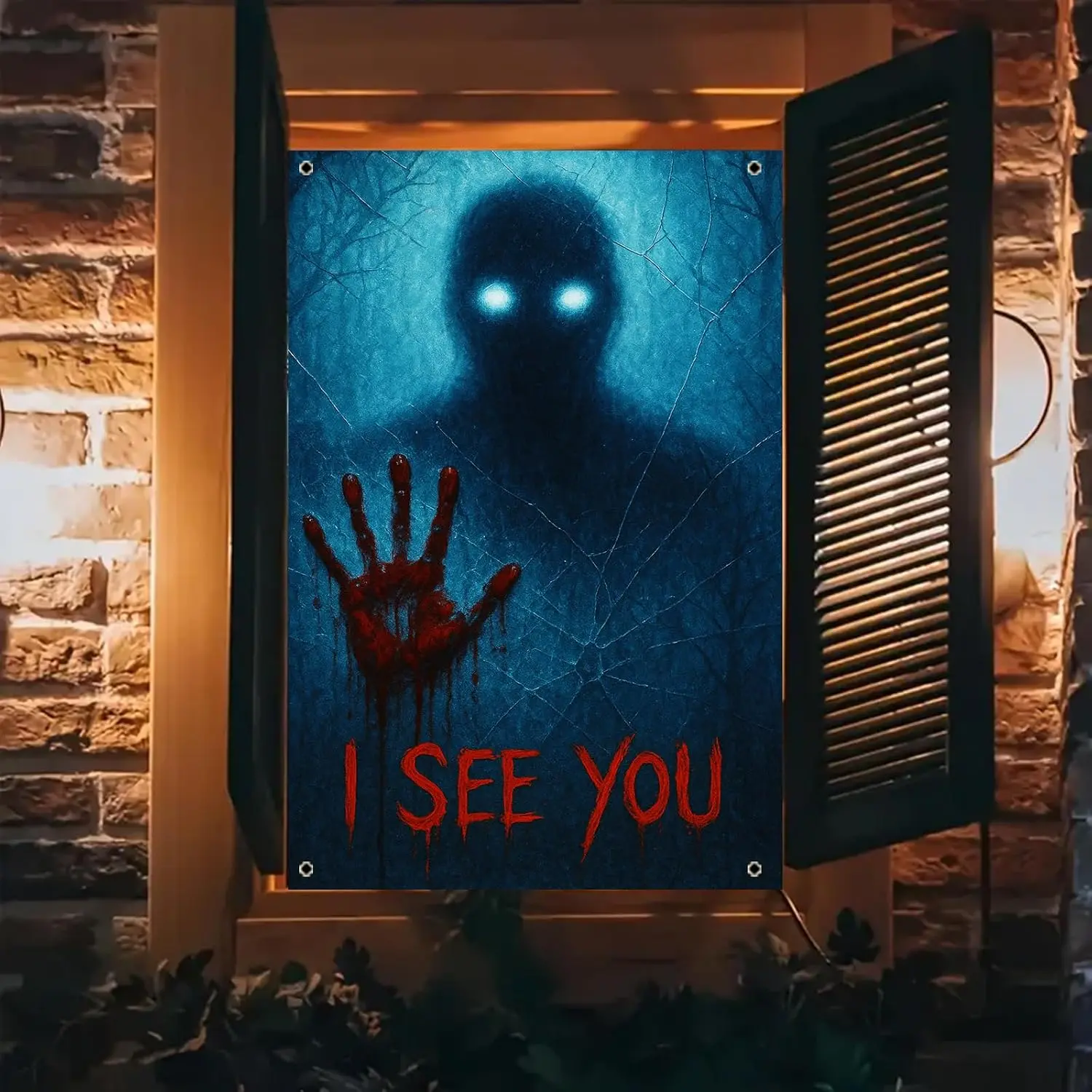 Halloween Window Cover Decorations I See You  Banner 31x47 Inch Fall Window Cover Spooky  Windows Covers Decor for Halloween Party Indoor Outdoor Seasonal Windows Poster  Decor