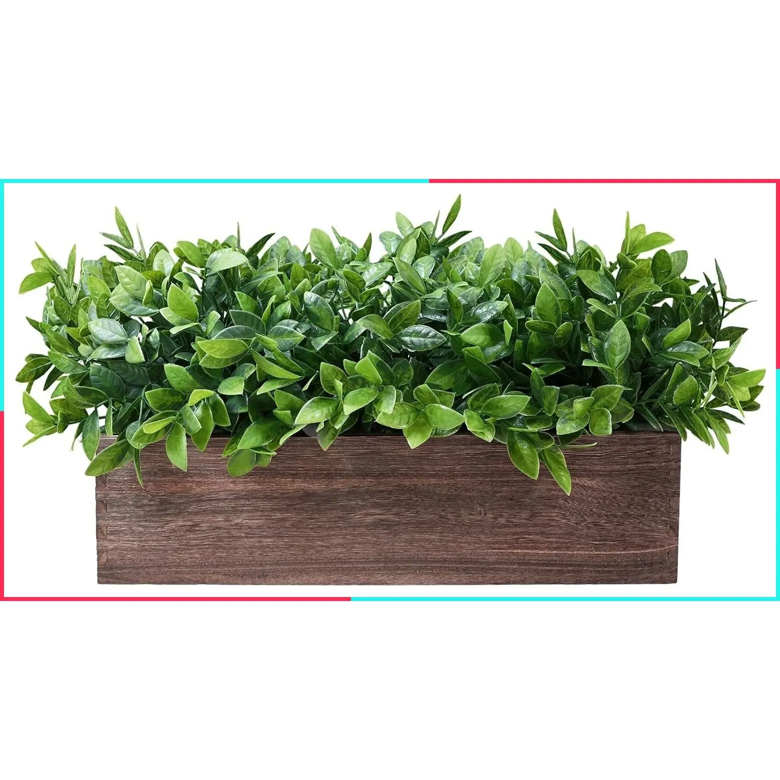 14 Inch Artificial Boxwood Plants in Rectangular Wood Planter Farmhouse Greenery Centerpiece Faux Potted Herb for Wedding Dining Table Kitchen Windowsill Mantel Shelf Decor