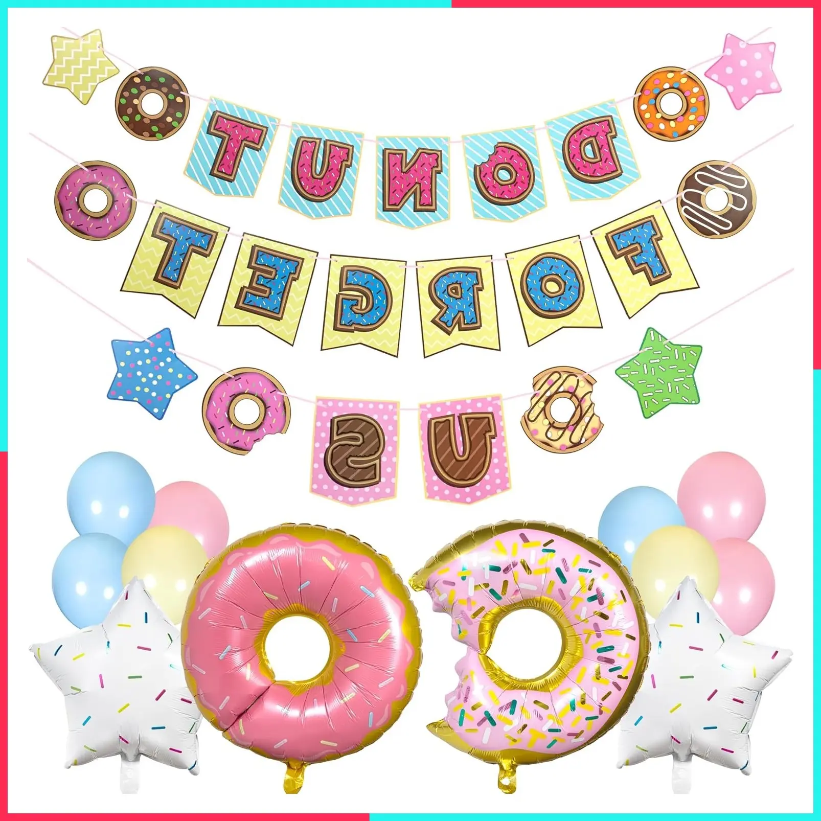 Donut Forget Us Party Decorations, Goodbye Banner Kit with Balloons for Coworker, Retirement, Going Away, Office Farewell and Leaving Party Supplies