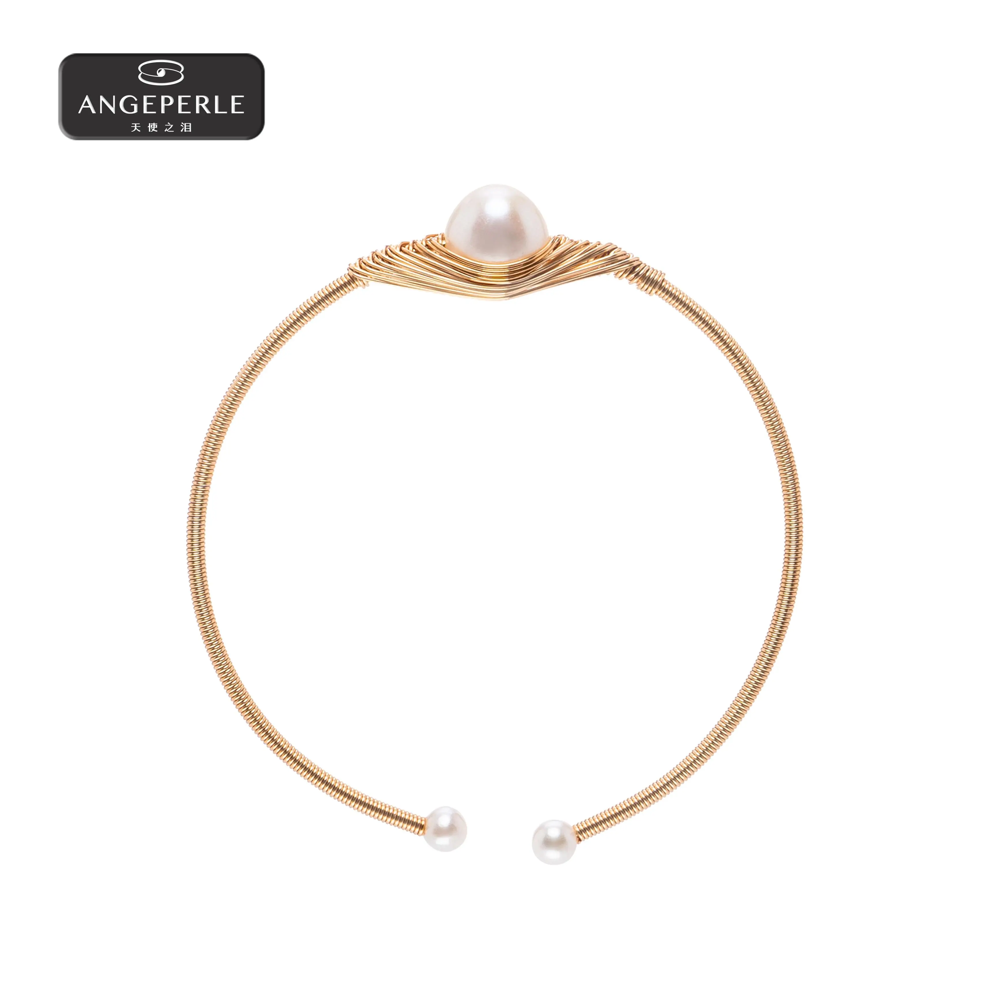 ANGEPERLE Alloy and Freshwater Pearl Bracelet  4-5/10-11mm TKDW01