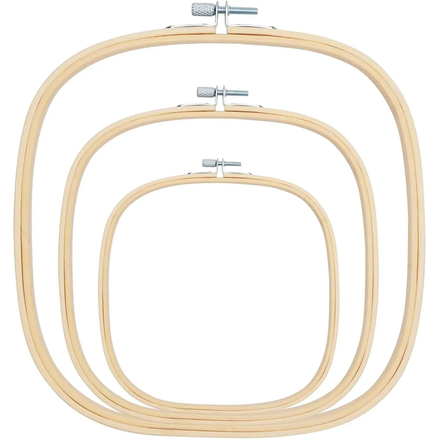 3 Pieces 3 Sizes Square Embroidery Hoops Adjustable Circle Cross Stitch Hoop Embroidery Frames for Sewing, Needlework, DIY Embroidery CraftGift