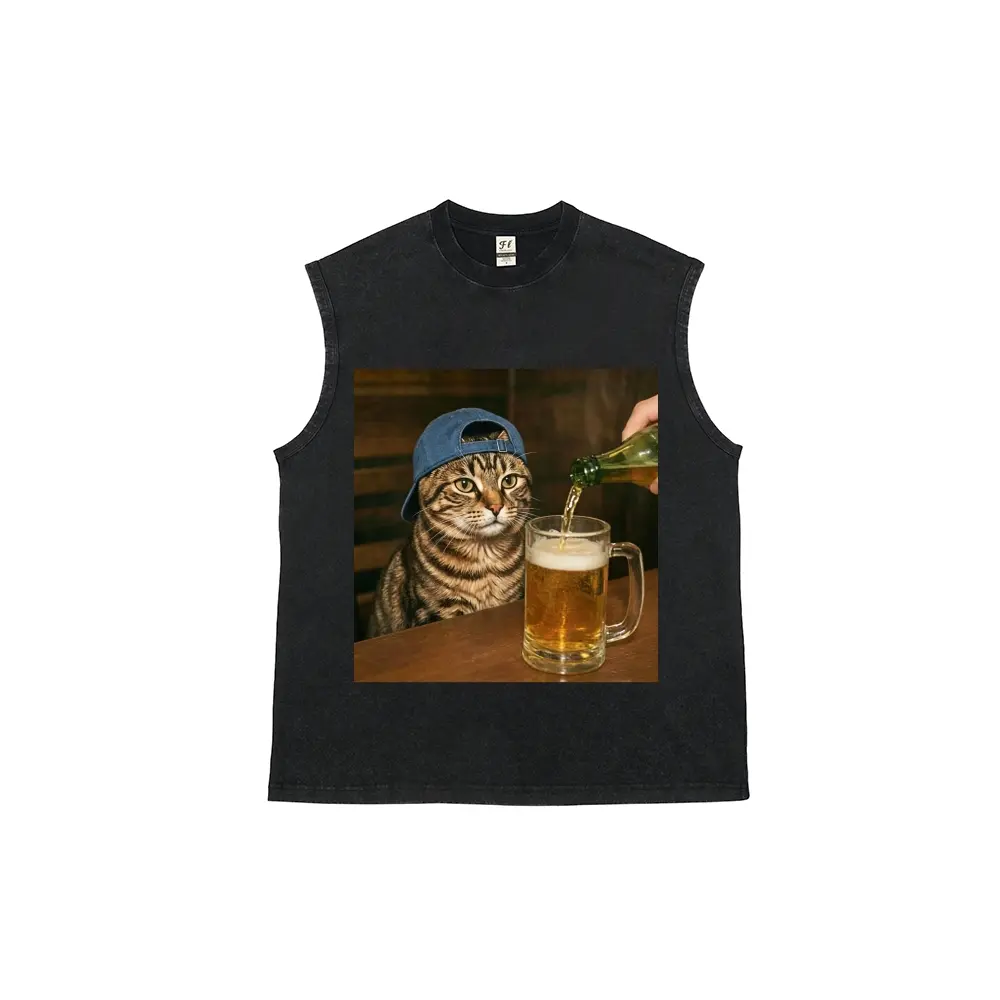 Cat Breeds Available Beer Shirt, Vintage 90s Funny Edgy Cat Meme Tee, Unisex Fit Design, Casual Streetwear, Gift for Cat Lovers,Washed Tank Top
