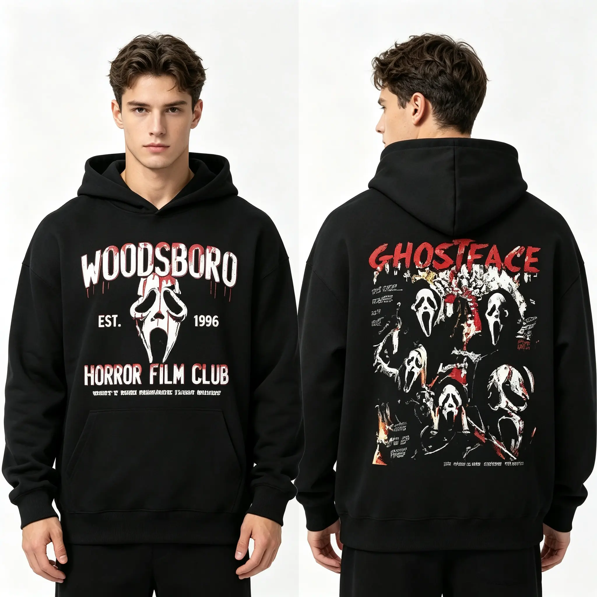 Ghostface Hoodie |   Sweatshirt |   T-Shirt, Halloween Horror Scary Merch, Men Women Spooky Ghost Graphic Pullover, Horror Character Streetwear, Spooky Season Casual Outfit for Horror Fans