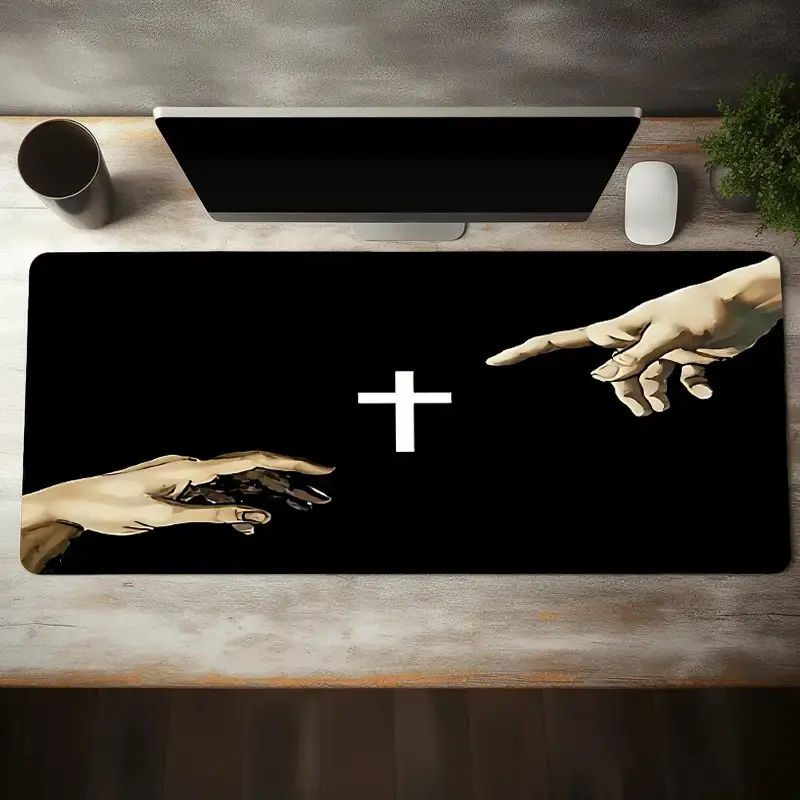 Extra Large Saint Cross Mouse Pad- Comes with Non-Slip Rubber Base Faith-Inspired Desktop Accessory Suitable for Gaming and Office Use