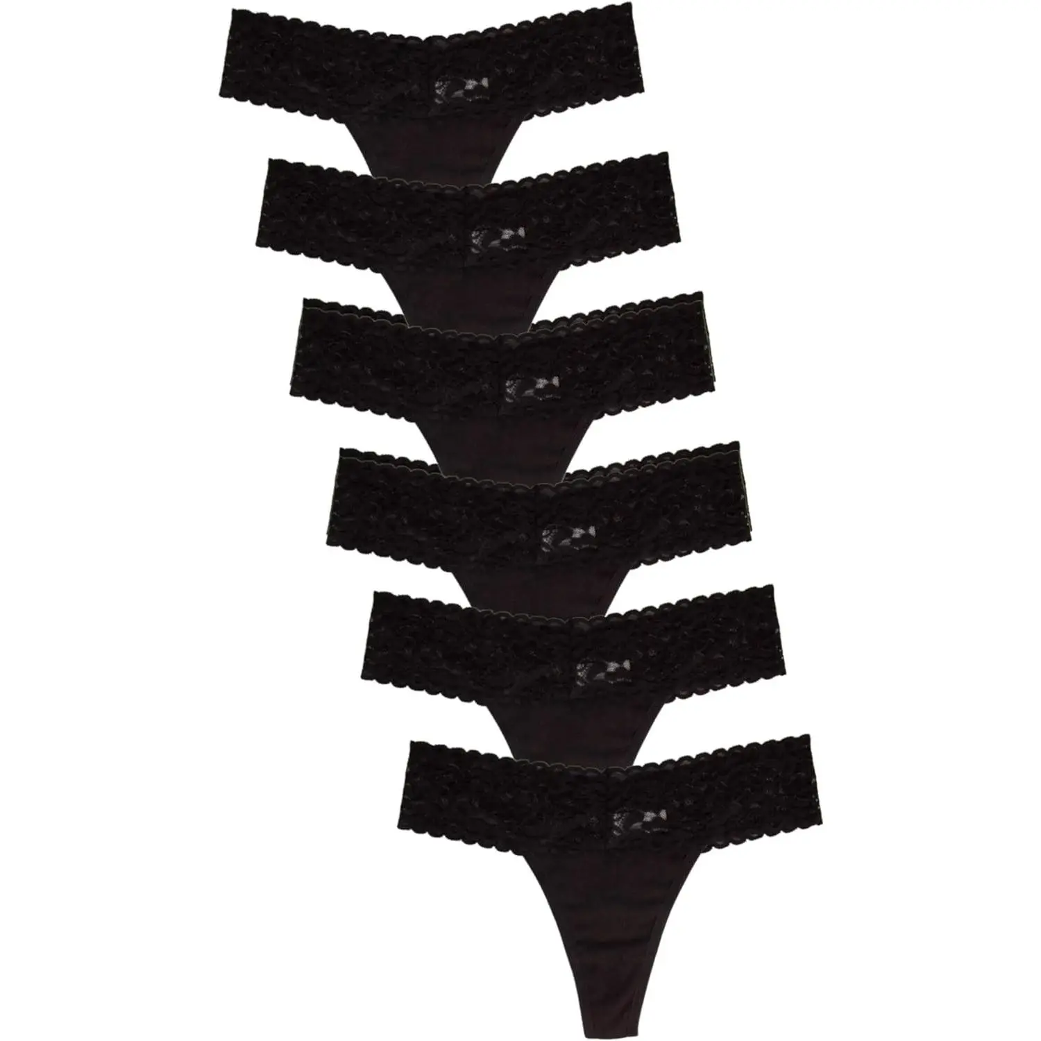 Women's Lacy Thong Cut Cotton Underwear - 6pk Black/6pk Neutral/6pk Classic or 12 Pack Low Waist, Sexy, No Show, Soft Panties for Adults