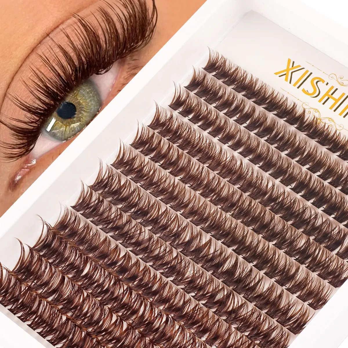 240PCS D-Curl DIY Brown Lashes, 60D, 8-16mm Mixed Lengths, 0.07mm Thin Band, Natural Fine, Soft & Lightweight, Soft Natural Eyelash, Beginner-Friendly, Portable, Easy Touch-Up. For Daily, Parties, Sports, Cosplay, Outings, etc.