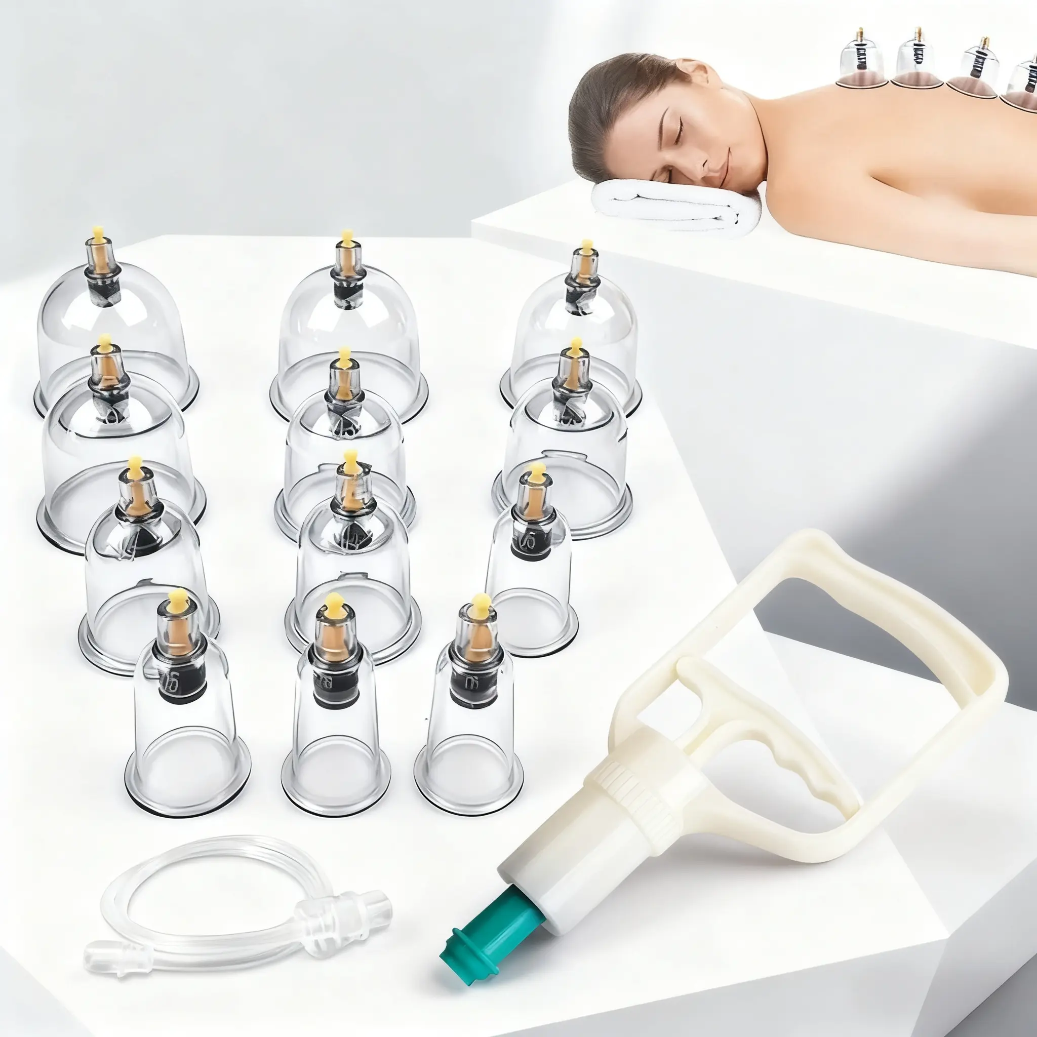 12-Piece Vacuum Cupping Set for Body Relaxation, Massage Therapy Cups Kit, Home Use Cupping Massager, Perfect for Family