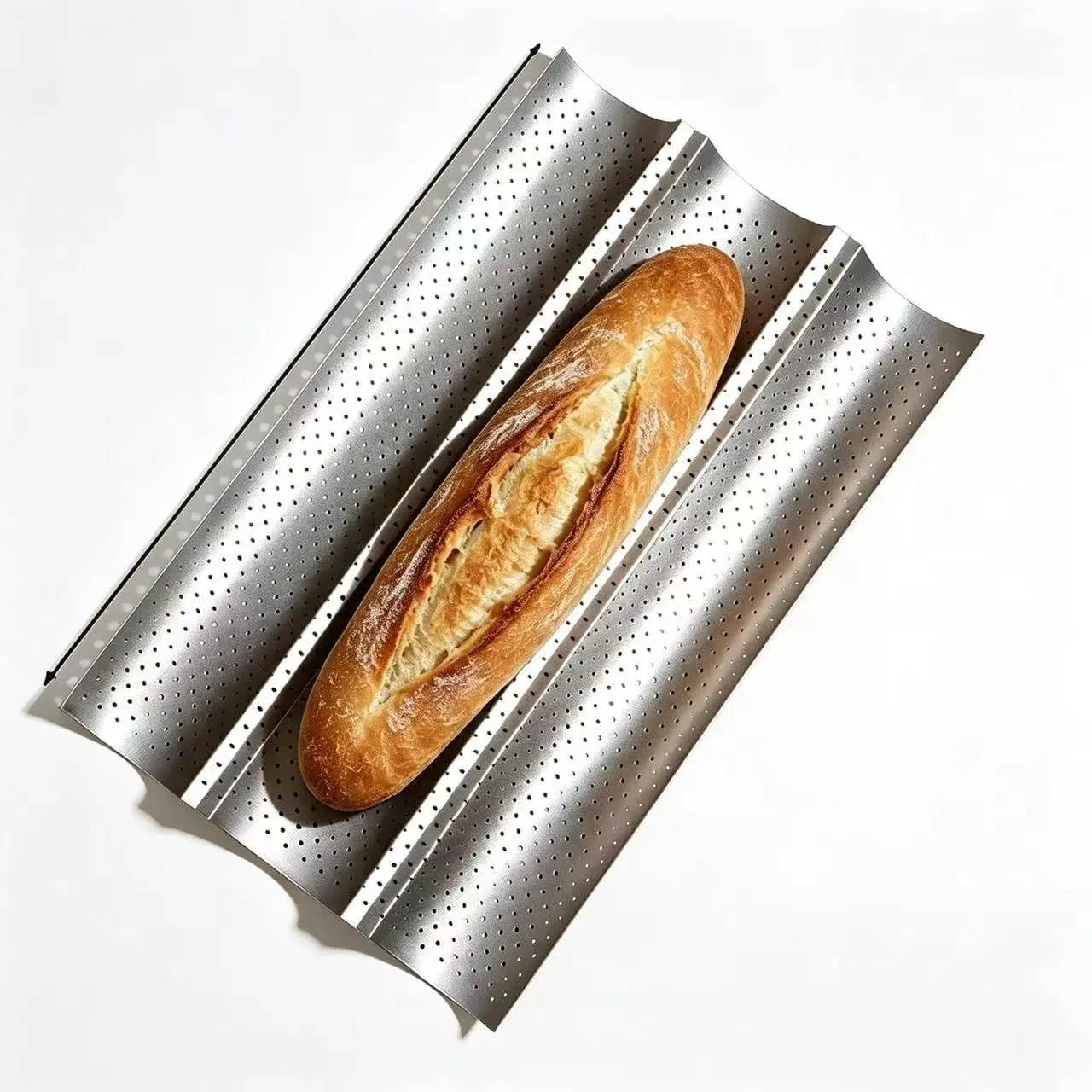 3-Slot French Bread Baking Pan - Professional Non-Stick Coated Baguette Bread Tray - Thickened Carbon Steel Baking Mold with Ventilation Holes - Suitable for Oven Baking