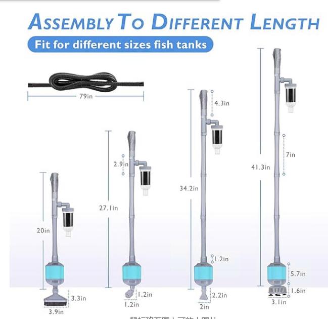 360GPH Electric Aquarium Gravel Cleaner, 5 in 1 Automatic Fish Tank Cleaning Tool Set Vacuum Water Changer Sand Washer Filter Siphon Adjustable Length Pet Supplies