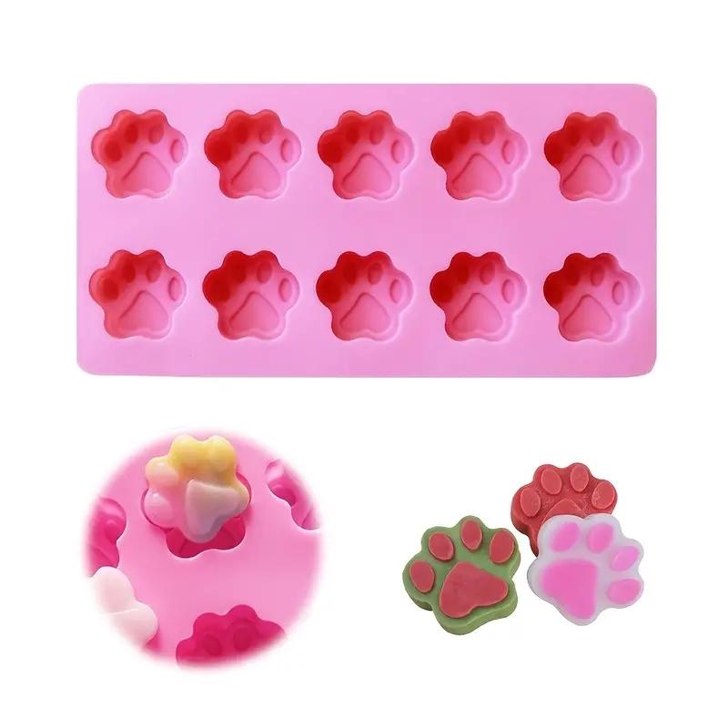 Puppy Dog Paw Shaped Baking Pan, Dog Bone Cookie Mold, 2 Counts/set Non-stick Food Grade Silicone Mold Reusable Chocolate Mold For Chocolate, Candy, Jelly, Ice Cubes, DIY Baking Tools