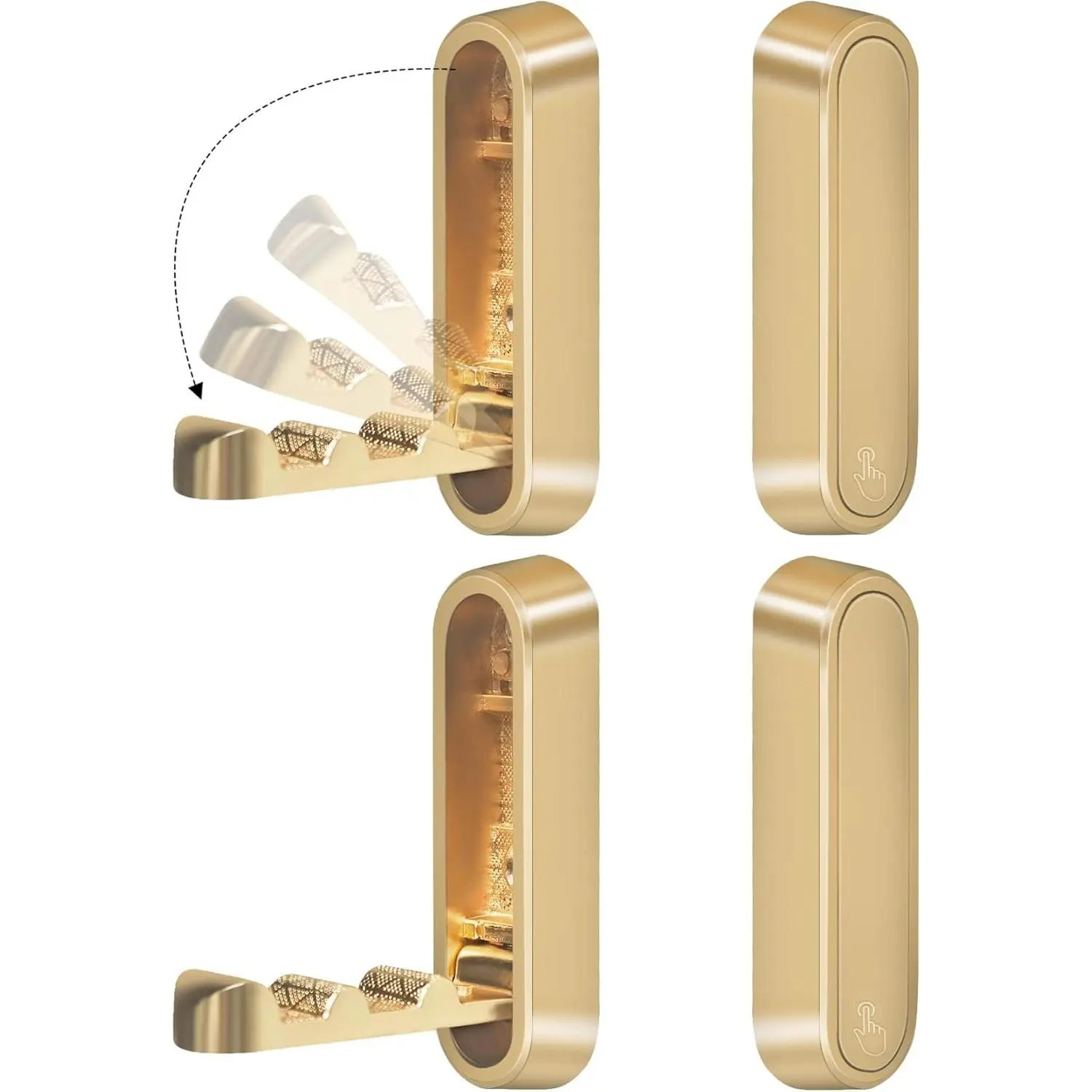 4PCS Foldable Gold Heavy-Duty Zinc Alloy Hidden Folding Wall Mount Hooks Set, Ideal for Hanging Clothes, Bags, Hats for Women’s Wear Storage Needs