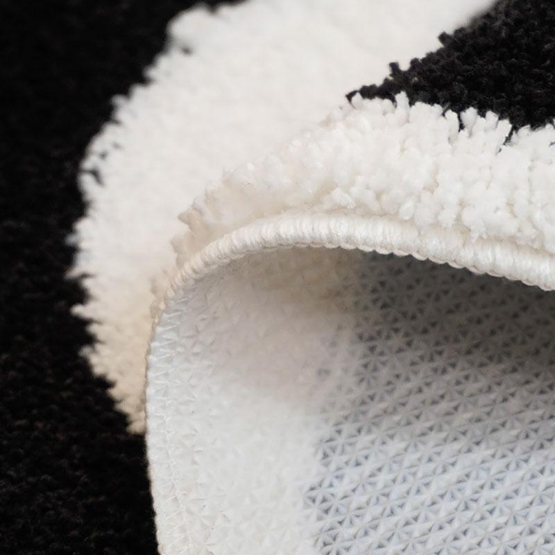 Cute Black Briquettes Carpet Soft Plush Shaggy Round Lounge Rug Anti-Slip Cartoon Style Cozy Living Room Home Decor Rugbriquette