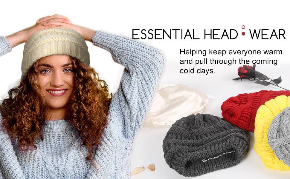 Satin Lined Beanie for Women - Warm Knit Slouchy Winter Hat, Stylish Skull Cap, Soft Silk Beanies for Ultimate Comfort and Cozy Style