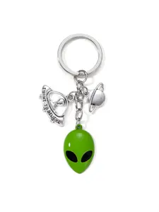 Creative Ufo Planet Alien Alloy Keychain, Cute Cartoon Space Style, Trendy Bag Pendant, Perfect Gift for Friends and Family