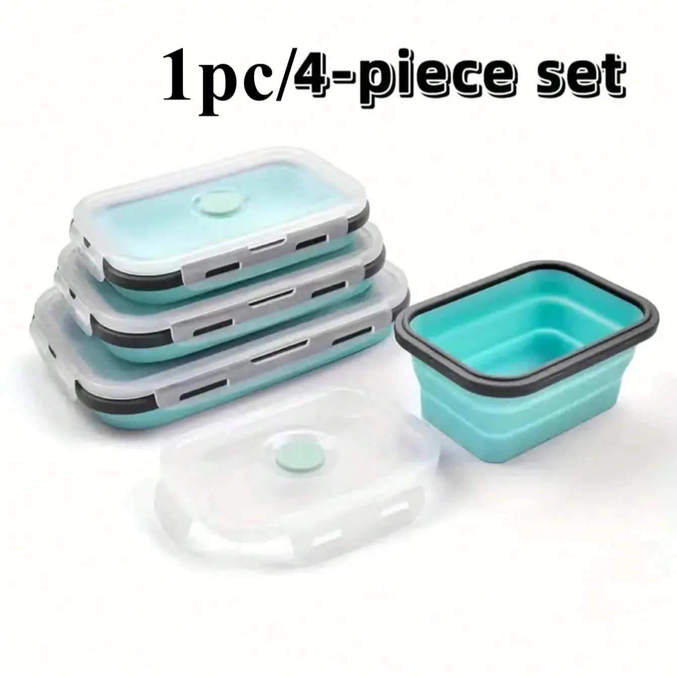 1pc/4pcs Outdoor Camping Bowl Set, Foldable Silicone Lunch Box, Microwaveable & Refrigerator Storage, Cute Style, Sh1200 Model