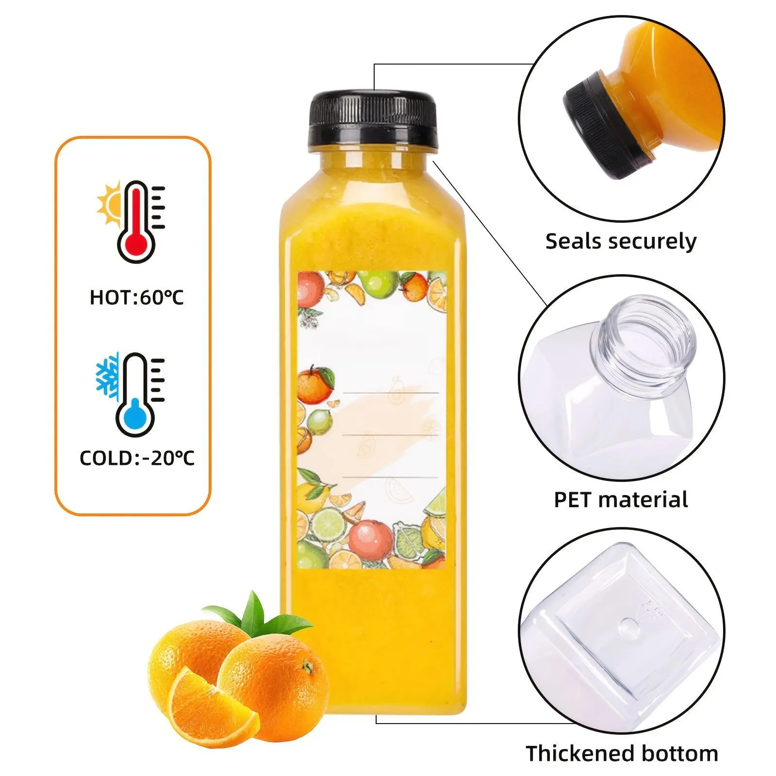 TOMNK 40pcs 12oz/100pcs 16oz Juice Bottles, Juice Bottles with Caps, Juice Bottles with Label, with Funnel And Brush Beverage Containers, Can Be Used to Hold Juice, Coffee, Or Any Drinks.Funnel & Brush (Color Random) Organiser Canister