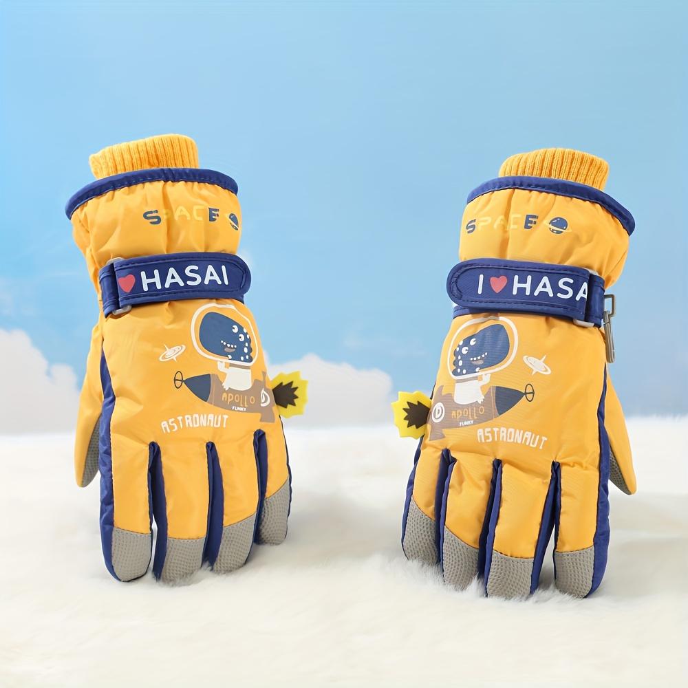 1 Pair Kids Ski Gloves Winter Warm Plush Gloves Cartoon Dinosaur Kids Split Finger Gloves Girl Fleece Cycling Gloves Thickened Five Finger Gloves Full Finger Gloves Suitable for Outdoor Snow Play Suitable for Children Aged 5-10, Gloves For Boy/girl