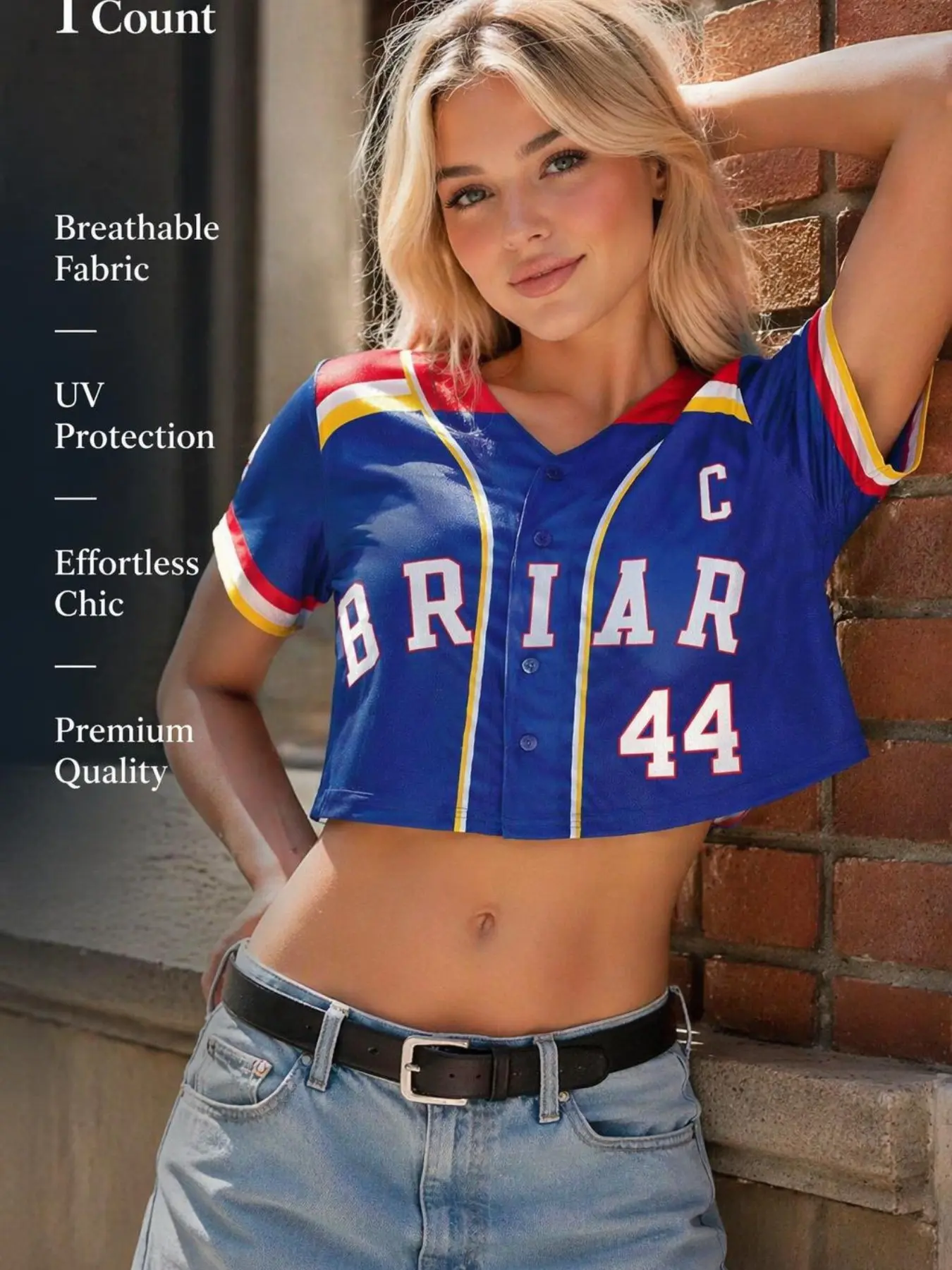 Briar #44 #66 Women's Button Down Cropped Soccer Jersey | Breathable Athletic Top Sporty Sports Top Y2K College Streetwear Fan Top