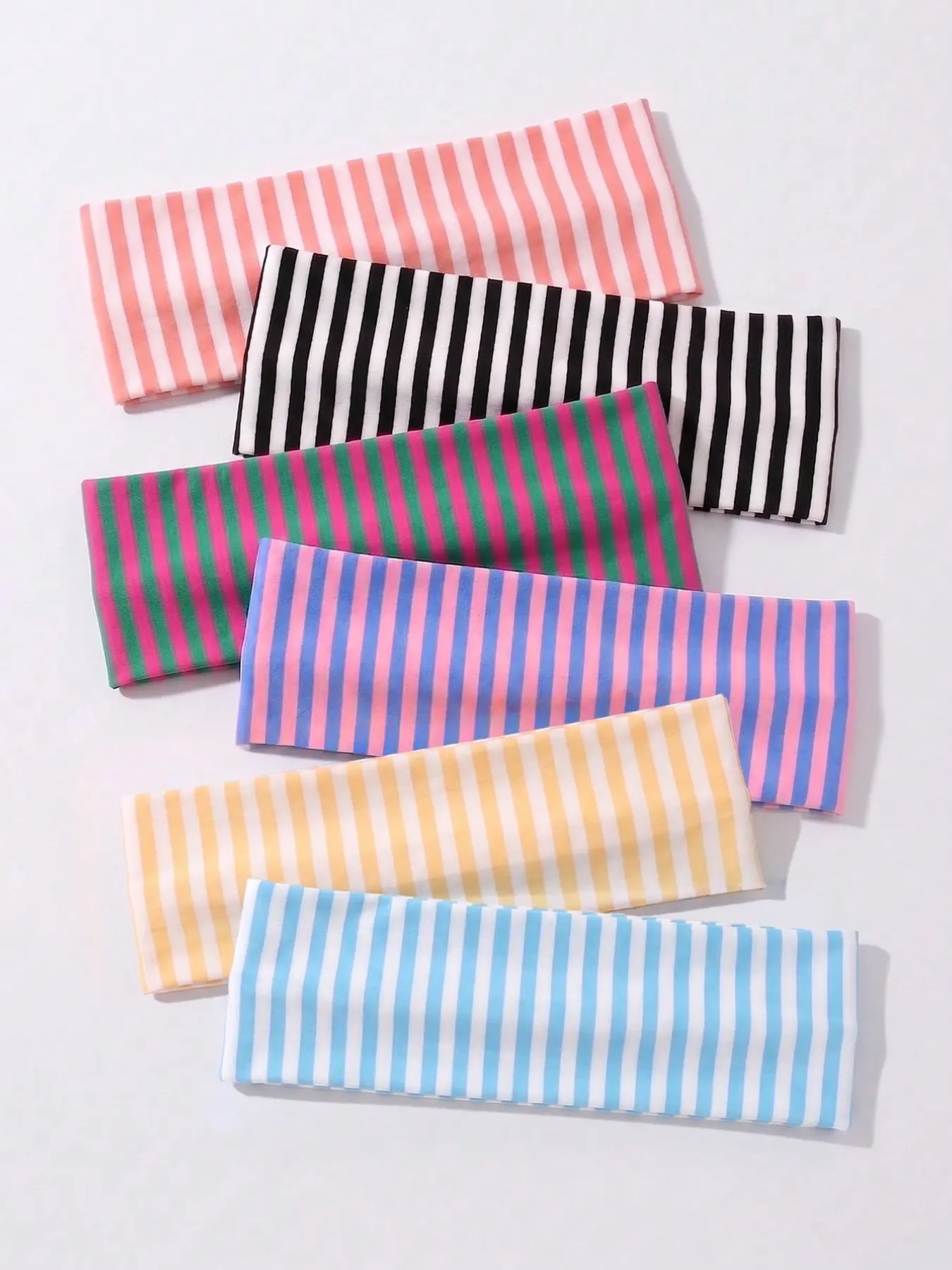 6-Pack Striped Elastic Headbands, Non-Slip Sports Hair Bands, Soft Stretchy Sweat-Wicking Headbands for Yoga, Running & Gym