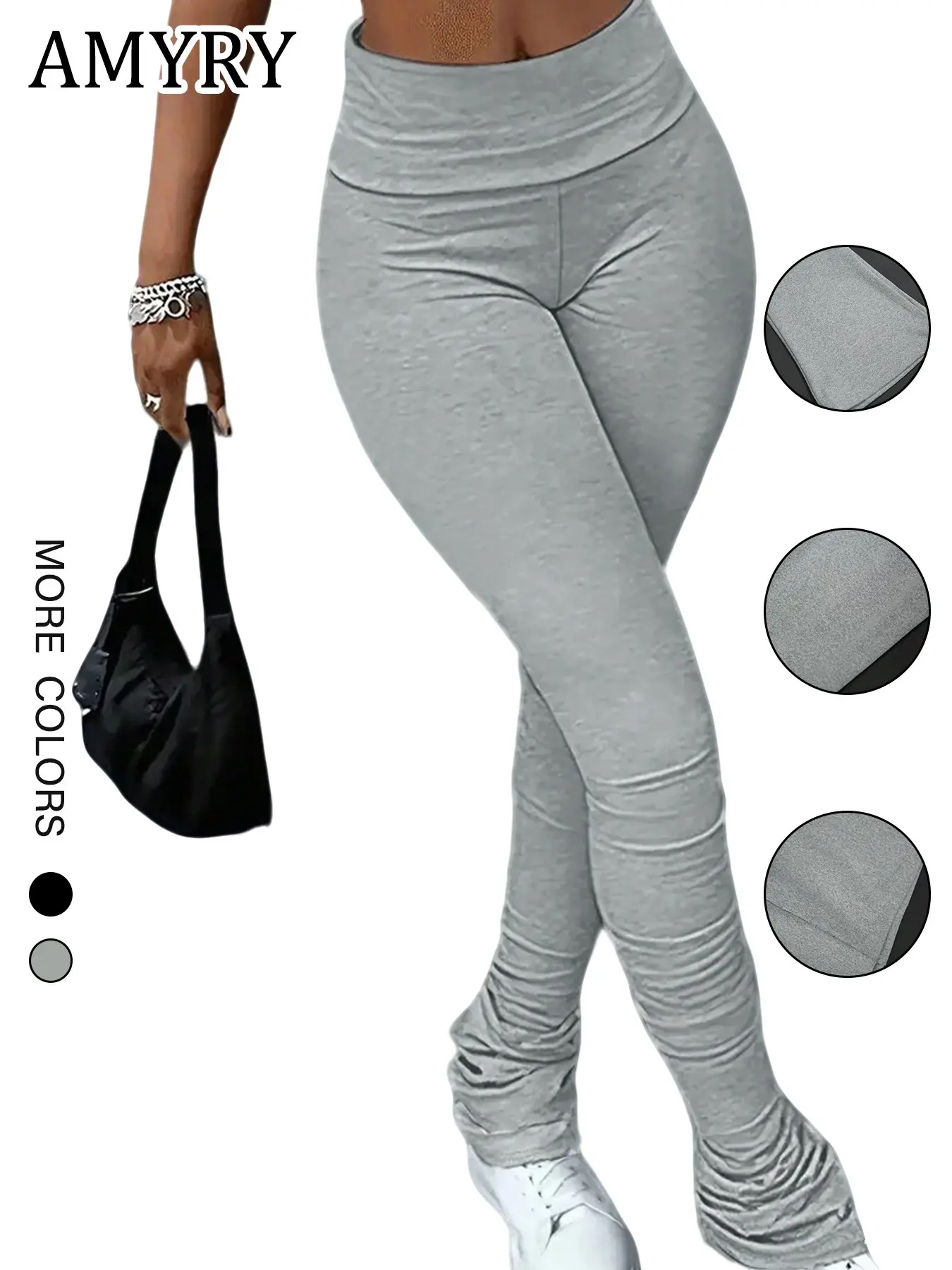 2026 Spring Summer European Style Nightclub Ripped Solid Pants, Edgy Fashion Pleated Accent Split Micro Flare Leg Sports Pants, High Waist Design Tight Long Pants for Women Sportswear Pants