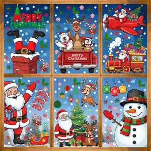 Christmas Window Clings Stickers |     350Pcs Christmas Clings Xmas Window Decals Decorations Indoor Outdoor Glass Snowflake Santa Claus Reindeer Penguin Snowman Accessories Decor SuppliesAB20Lumora Living