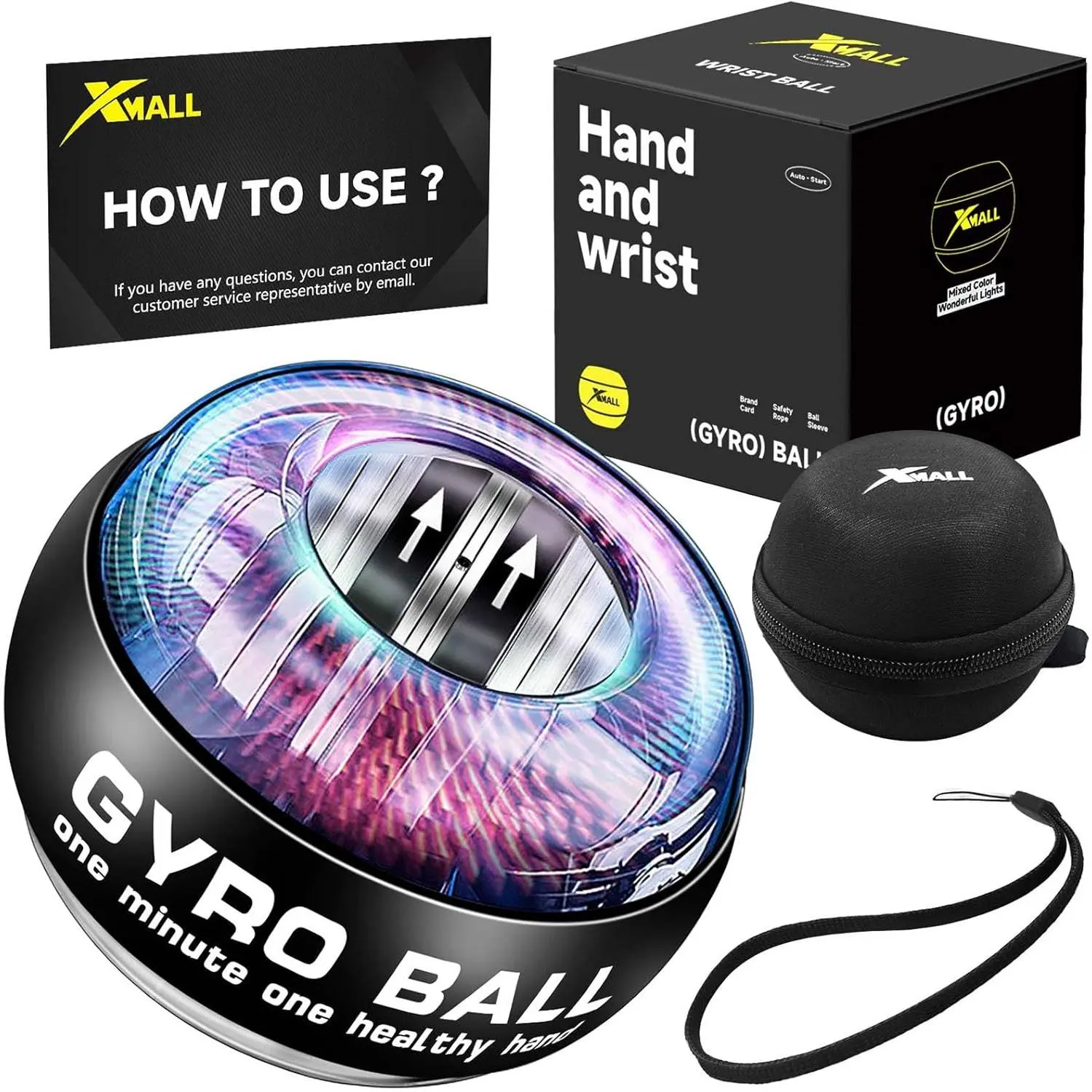 Auto-Start Torque Ball Hand Exerciser - Grip Strength Trainer, Forearm Strengthener, Wrist Power Gyro Ball, Wrist Strengthener, Finger Exerciser for Grip Training, Auto-Start Spin