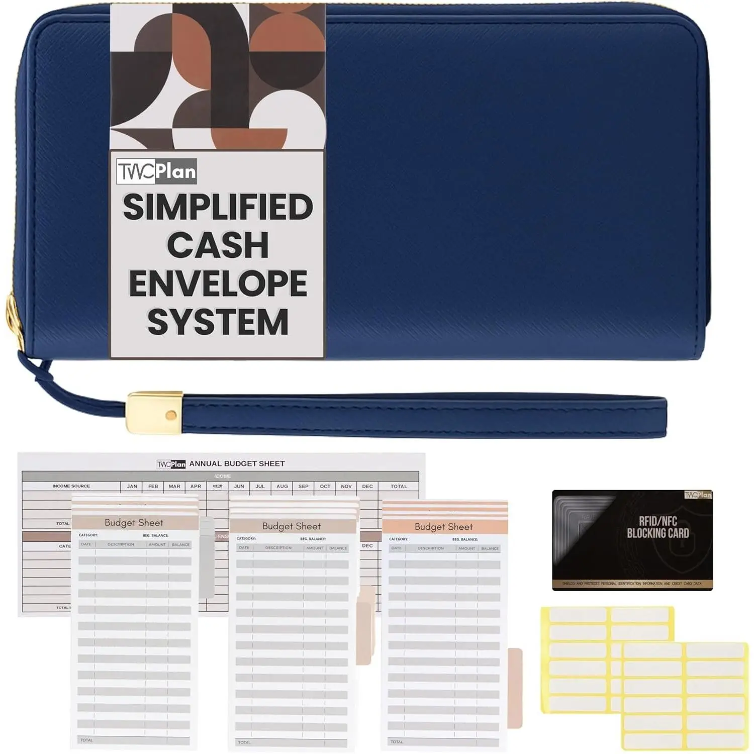 Simplified  Envelopes System Budgeting Wallet-NO Envelope & Budget Binder Needed, Multi-Pocket  Stuffing Wallet,  Organizer, Expense  Sheets Card Holder, Leather Wallets for Women