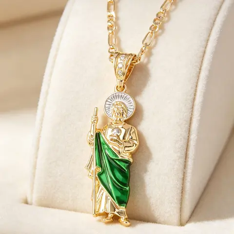 Stylish Saint Jude Pendant Necklace, Unisex Fashion Accessory, Perfect Holiday Gift, Unique Personalized Jewelry for Men and Women, Exquisite Jewelry Gift, Cross Charm Necklace, Religious Jewelry, Spiritual Jewelry, Cross Necklaces